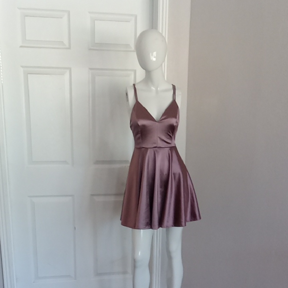 Elegant Mauve Satin Dress